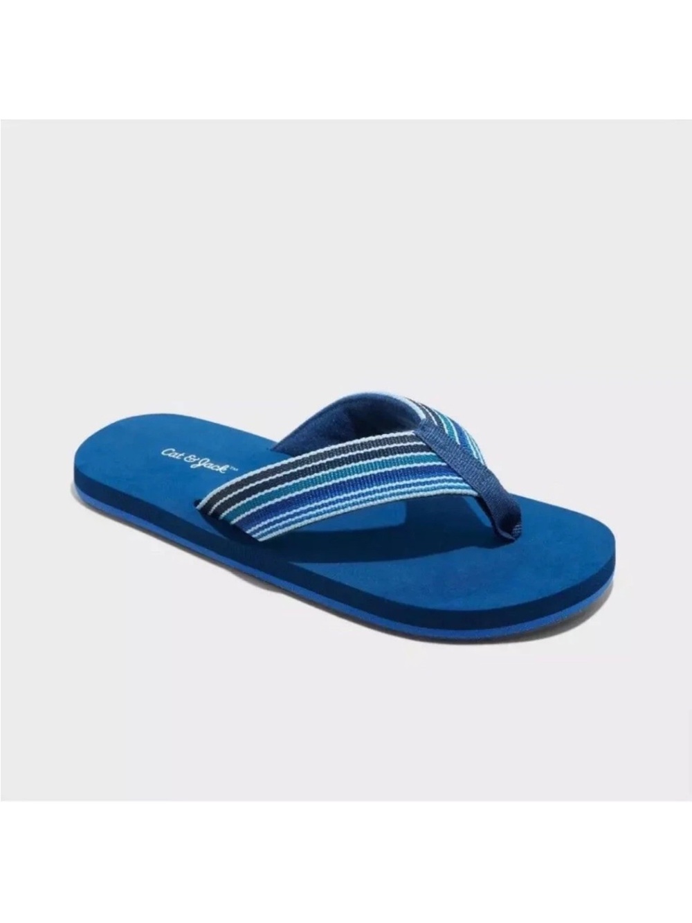 Cat & Jack Boys Navy Blue Stripe Flip Flops NWT Size 4/5